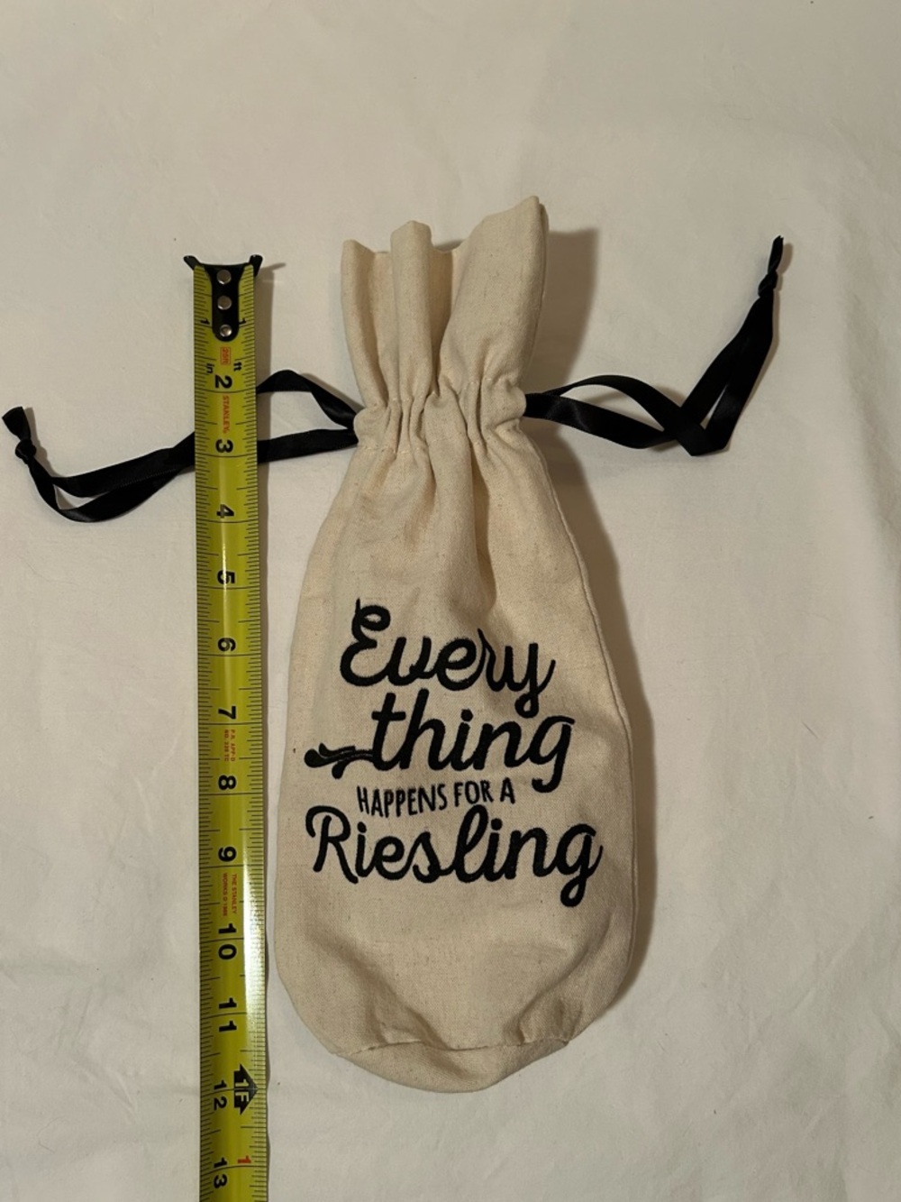 Everything happens for a Riesling wine bag tote travel gift single canvas carry